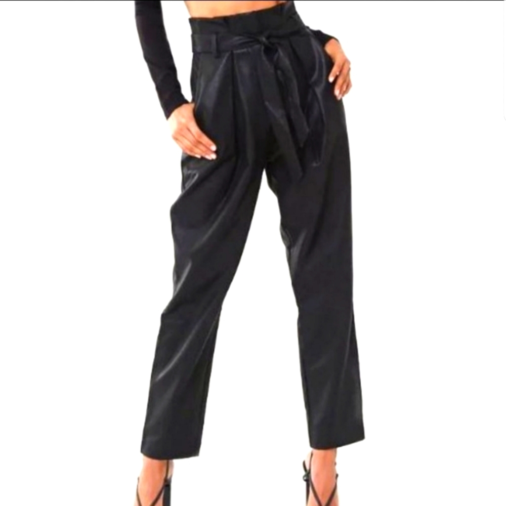 NWOT Paper Bag Waist Leather Pants